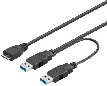 PremiumCord USB 3.0 napájecí Y kabel A/Male + A/Male -- Micro B/Mmale