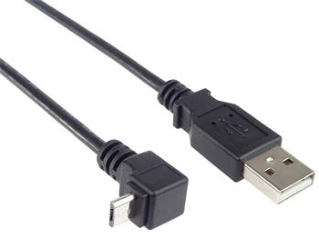 PremiumCord Kabel micro USB 2.0, A-B, konektor do úhlu 90°, 1,8m