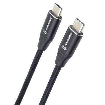 PremiumCord Kabel USB-C M/M, 240W 480Mbps černý bavlněný oplet, 2m