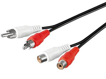 PremiumCord Kabel 2x Cinch-2x Cinch, M/F 5m