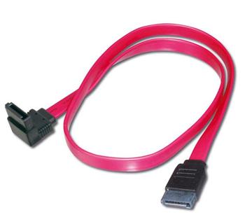 PremiumCord Kabel SATA 0,7m 1x90°+1x rovný konektor