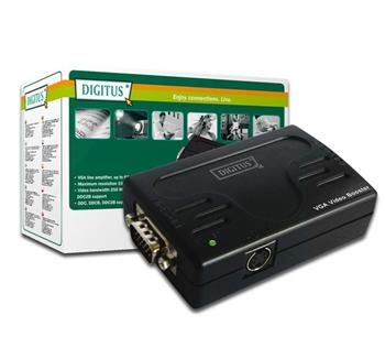 DIGITUS VGA Video zesilovač do 65m, 250 Mhz, konektory VGA M/F, maximální rozlišení 1920x1440 bodů
