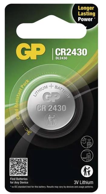 GP Lithium baterie 3V/300mAh, CR2430, do dálkových ovladačů