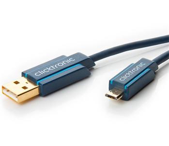 ClickTronic HQ OFC USB2.0 kabel, A-B micro, zlacené konektory, 0,5m
