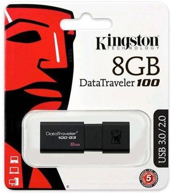 Kingston USB 3.0 8GB DataTraveler 100 G3 flashdisk