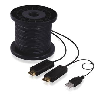PremiumCord HDMI kabel po optickém vlákně 30m M/M, zlacené konektory, černý