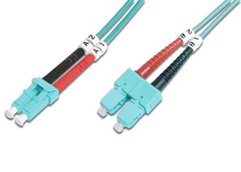 DIGITUS Fiber Optic Patch Cord, LC/SC Multimode 50/125 µ, OM3, Duplex, 1m