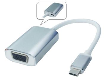 PremiumCord Převodník USB-C na VGA, hliníkové pouzdro, rozlišení FULL HD 1080p