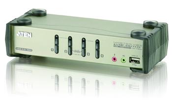 ATEN 4-port KVMP USB+PS/2, usb hub, audio, OSD, 1.2m kabely - použitý, neoriginální balení