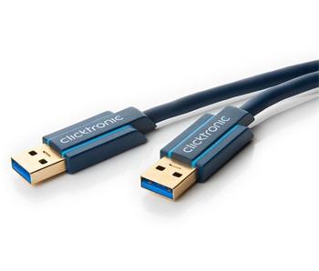 ClickTronic HQ OFC USB3.0 kabel, A-A, zlacené konektory,1,8m