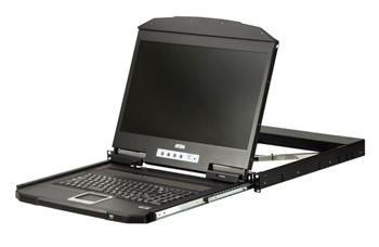 ATEN ultra short console, 18.5" LED LCD,  rack 19", klávesnice, touchpad, HDMI/USB