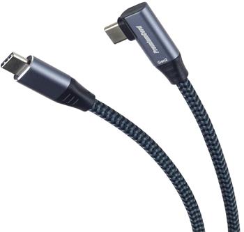 PremiumCord USB-C angled 90° cable (USB 3.2 GEN 2x2, 5A, 100W, 20Gbit/s) cotton sleeve, 0,5m