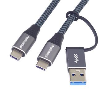 PremiumCord USB-C cable (USB 3.2 GEN 2x2, 5A, 100W, 20Gbit/s) cotton sleeve, 2m