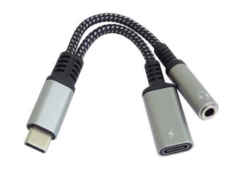 PremiumCord Reduction USB-C /3.5mm jack with DAC chip + USB-C for charging 13cm