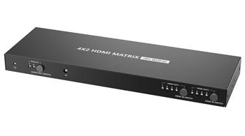 PremiumCord HDMI matrix switch 4:2 , UHD rozlišení 4Kx2K@60Hz HDR, audio, Auto-Downscaling