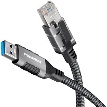 PremiumCord Ethernetový kabel USB3.2 -> LAN RJ45  10/100/1000 MBIT délka 2m