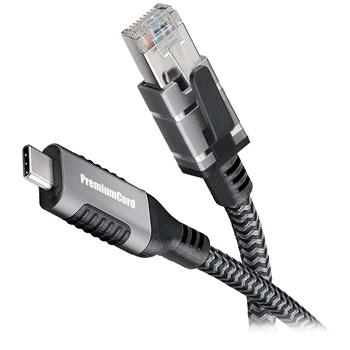PremiumCord Ethernetový kabel USB-C -> LAN RJ45  10/100/1000 MBIT délka 1m