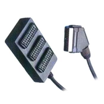 PremiumCord Adapter SCART-3xSCART F, kabel 0,4m