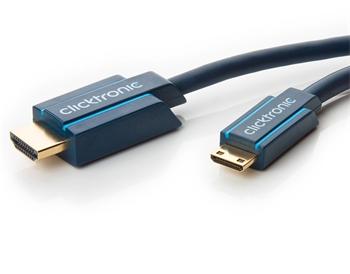 ClickTronic HQ OFC HDMI male <> mini HDMI male, zlacené, HDMI HighSpeed with Ethernet 3m