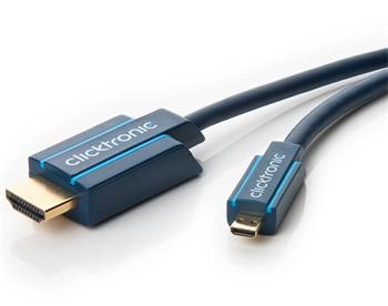 ClickTronic HQ OFC HDMI male <> micro HDMI male, gold platted, HDMI HighSpeed with Ethernet 2m