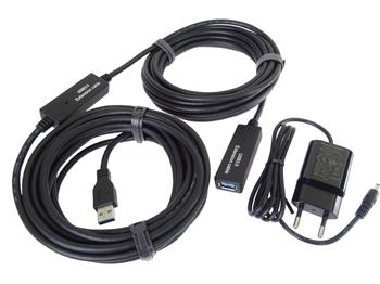 PremiumCord USB 3.2 repeater a prodlužovací kabel A/M-A/F  10m