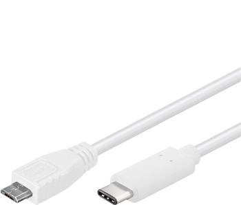 PremiumCord Cable USB connector C/male - USB 2.0 Micro-B/male, white 0,6m
