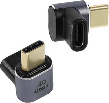 PremiumCord Angled 90° Adapter USB-C Female - USB-C Male 40Gbps Aluminium