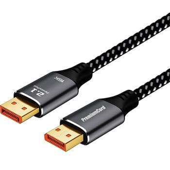 PremiumCord DisplayPort 2.1 kabel, 16K@60Hz,8K@120Hz,4K@240Hz,165Hz,144Hz kovové a zlacené konektory, 1m