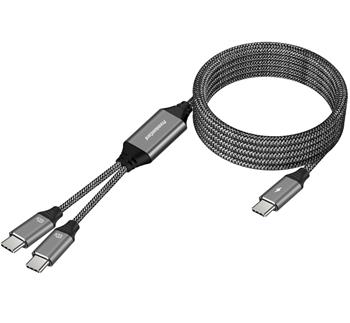 PremiumCord USB-C Inteligentní rychlo nabíjecí kabel s chytrým rozdělením výkonů 1m