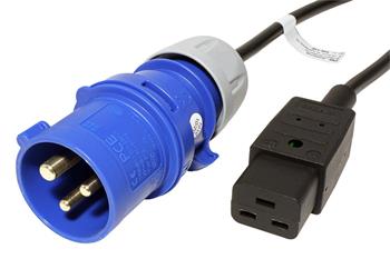 BACHMANN Kabel síťový IEC60309 - IEC320 C19, 16A, černý, 3 m