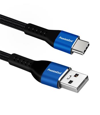 PremiumCord Super fast charging 5A kabel USB-C - USB 2.0 A (USB 3.2 generation 1) bavlněný oplet 0,5m