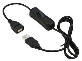 PremiumCord USB 2.0 kabel prodlužovací s vypínačem, A male- A female,1m černá